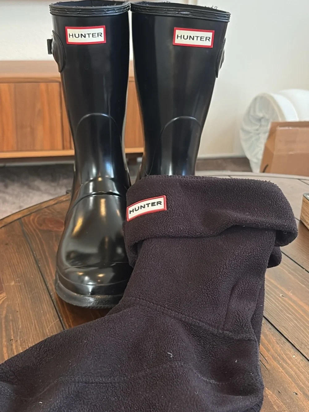 Hunter Black Womens Waterproof Rain & Snow Boots with Fleece Cuff